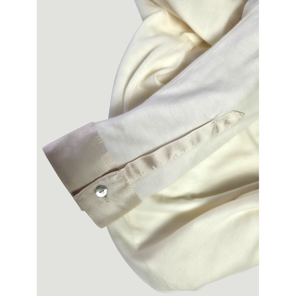 J.Jill Silk Trim Henley Top Small Ivory Pima Cotton Modal Long Sleeve - Picture 5 of 9